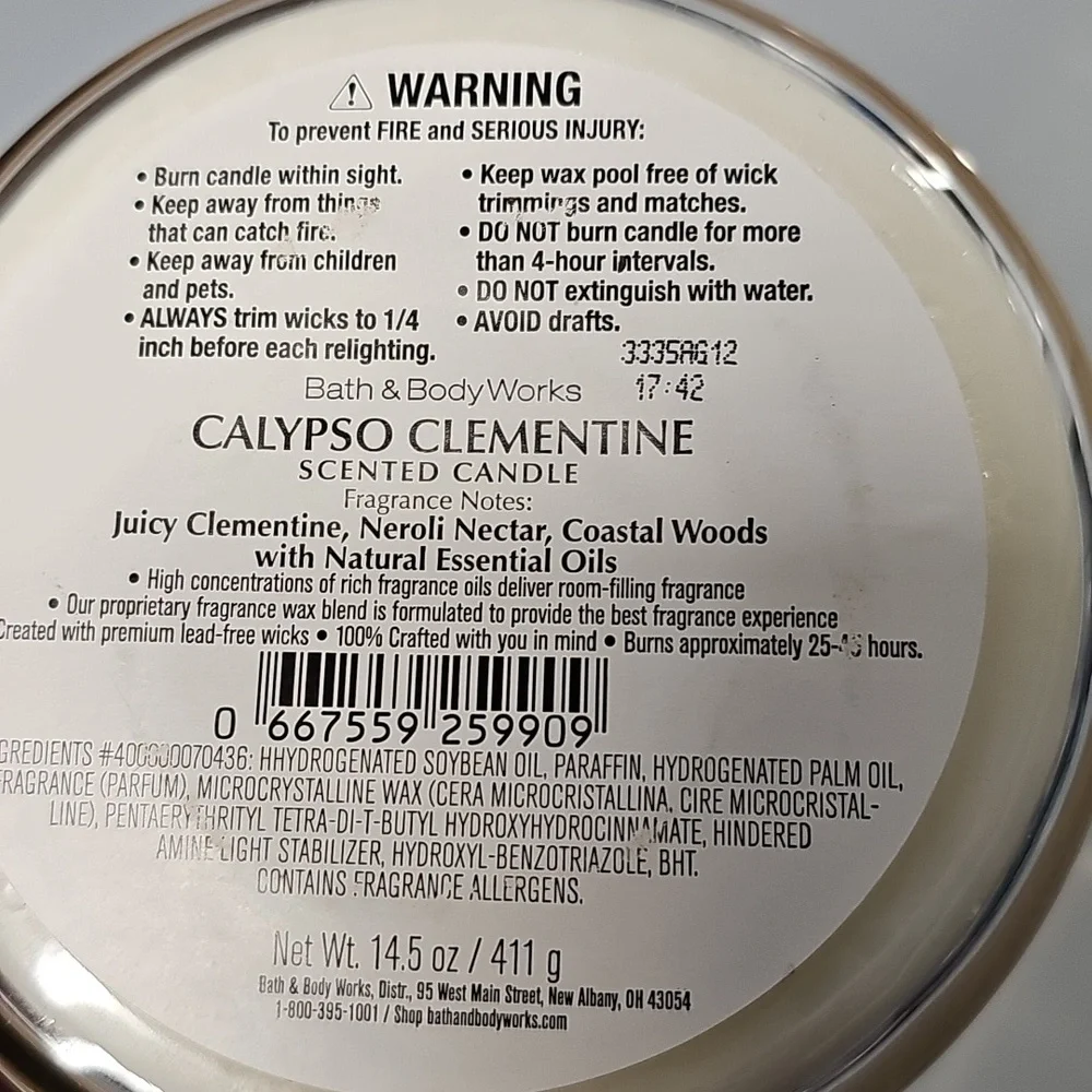 Bath & Body Works Scented Candle - Calypso Clementine - NIB - Picture 3 of 4